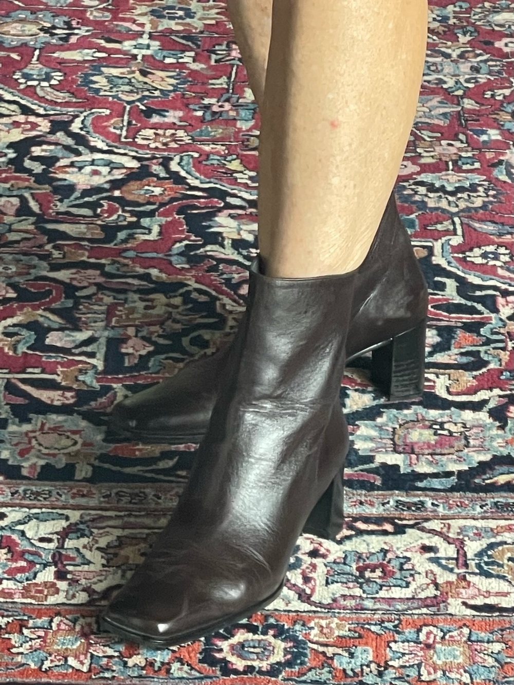 Stuart Weitzman Women's Leather Ankle Boots in Dark Brown